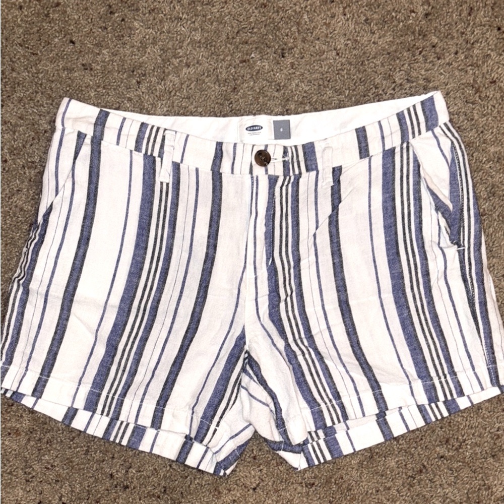 Old Navy Striped Blue and White Linen Shorts